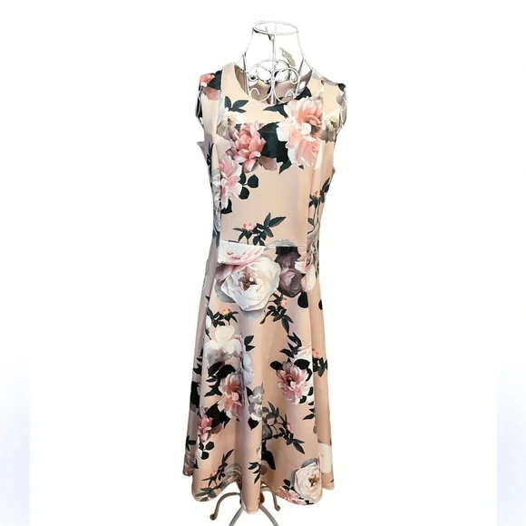 Calvin Klein Pink Floral Sleeveless Dress 10 - Picture 1 of 2